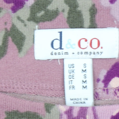 Denim & Company Women's Pink Floral 3/4 Sleeve Tunic Top Size S