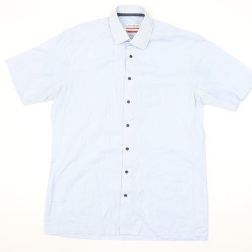 Marvelis Men's Blue Check Short Sleeve Non-Iron Shirt Size 16