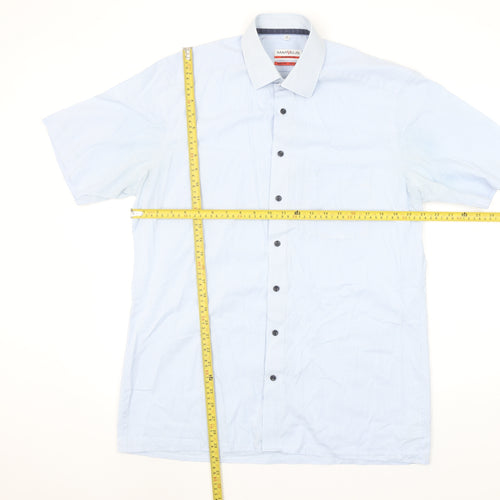 Marvelis Men's Blue Check Short Sleeve Non-Iron Shirt Size 16