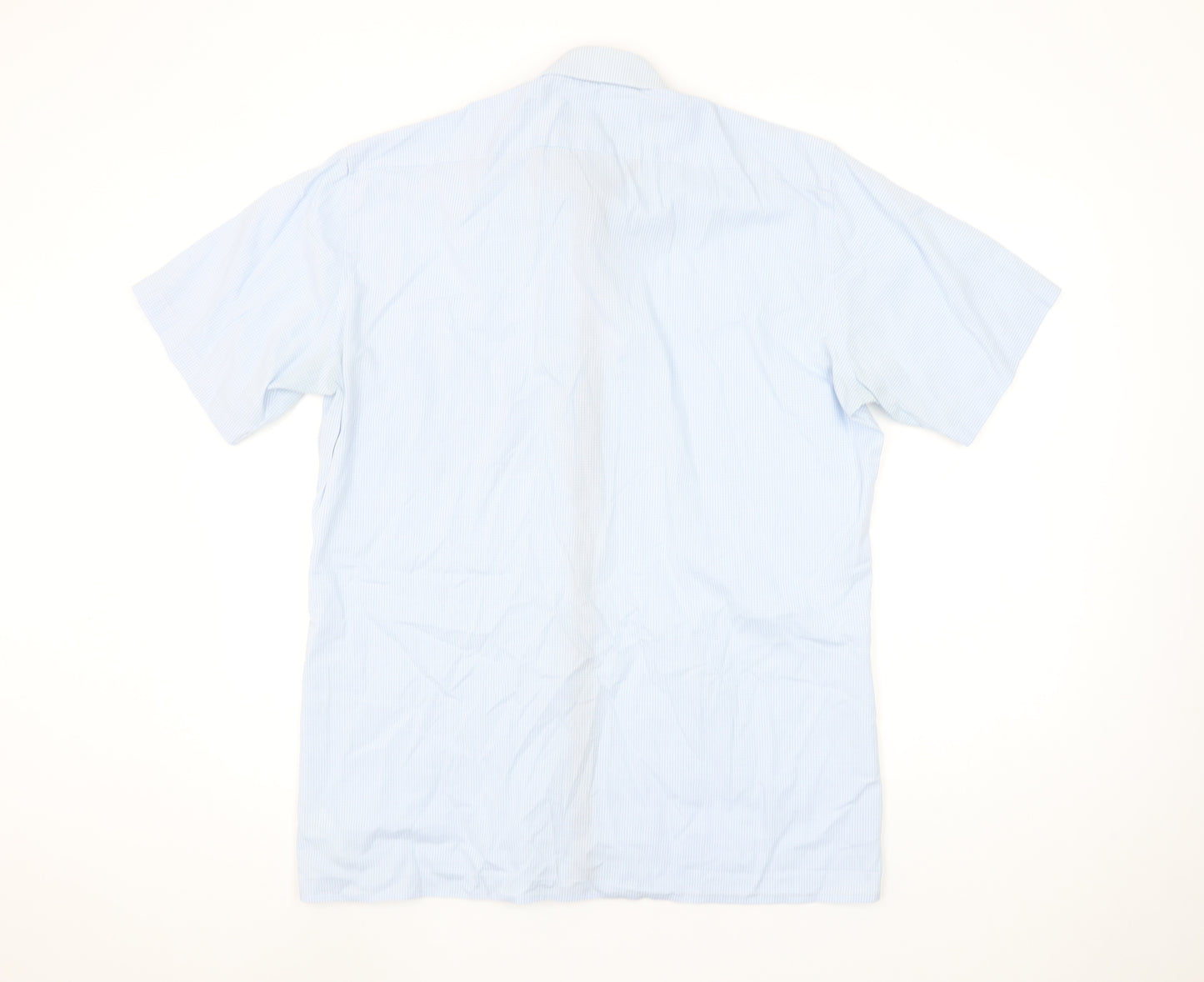Marvelis Men's Blue Check Short Sleeve Non-Iron Shirt Size 16