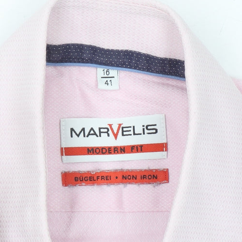 Marvelis Men's Pink Short Sleeve Non-Iron Button-Up Shirt Size 16