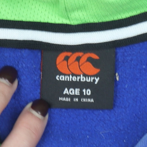Canterbury Boys Blue Hoodie Age 10 Pullover Cotton Blend Rugby Style