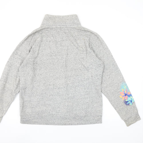 Victoria’s Secret PINK Women’s Grey 1/4 Zip Pullover Sweatshirt XS Floral Sleeve