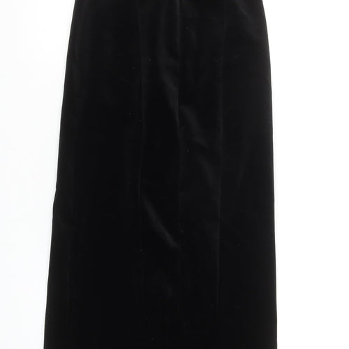 Zara Women Black Velvet Strapless Bodycon Midi Dress XS