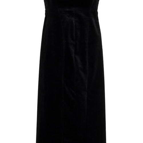 Zara Women Black Velvet Strapless Bodycon Midi Dress XS