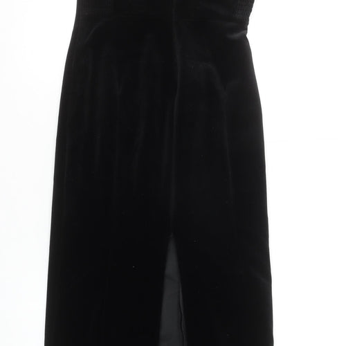 Zara Women Black Velvet Strapless Bodycon Midi Dress XS