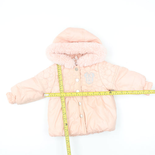Disney Baby Minnie Mouse Pink Hooded Puffer Jacket 18-24 Months