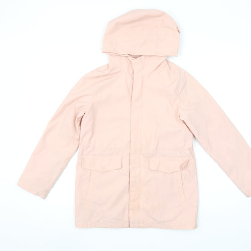 Mango Kids Girls Pink Hooded Mid-Length Rain Coat Jacket 10 Years