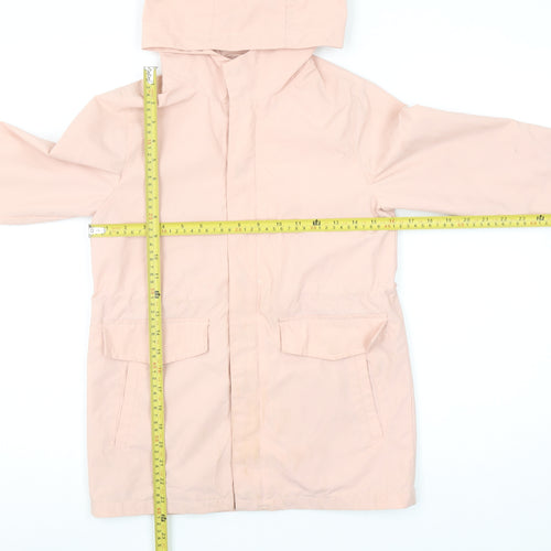 Mango Kids Girls Pink Hooded Mid-Length Rain Coat Jacket 10 Years