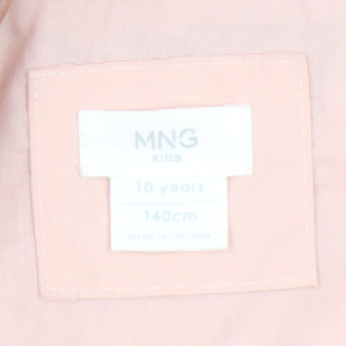 Mango Kids Girls Pink Hooded Mid-Length Rain Coat Jacket 10 Years