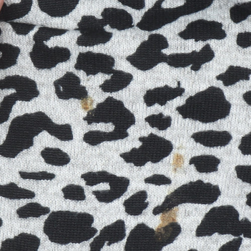 Blue Vanilla Womens Grey Leopard Print V-Neck Tunic Top L