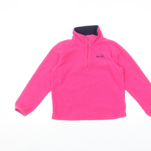 Peter Storm Girls Pink Fleece 1/4 Zip Pullover Sweatshirt 5-6 Years