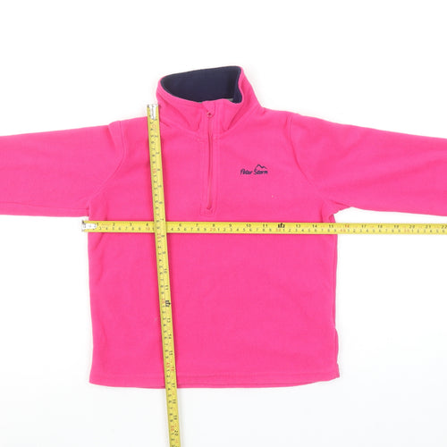 Peter Storm Girls Pink Fleece 1/4 Zip Pullover Sweatshirt 5-6 Years