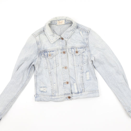 F&F Women’s Blue Denim Cropped Jacket Size 6