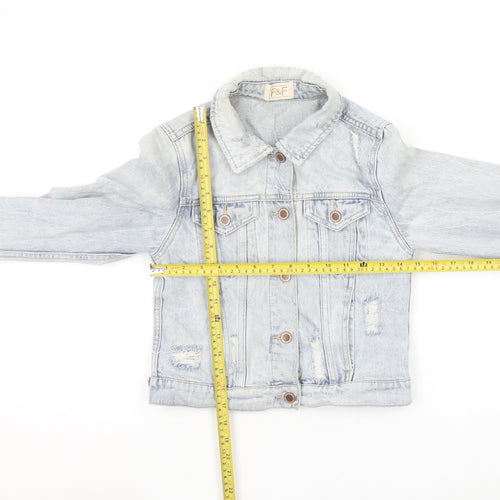 F&F Women’s Blue Denim Cropped Jacket Size 6