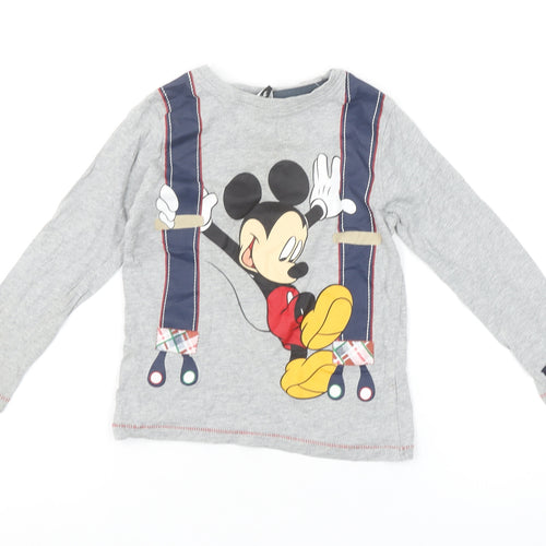 George Disney Girls Grey Mickey Mouse Long Sleeve Pyjama Top 4-5 Years
