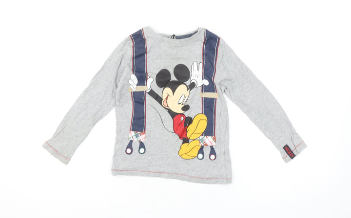 George Disney Girls Grey Mickey Mouse Long Sleeve Pyjama Top 4-5 Years