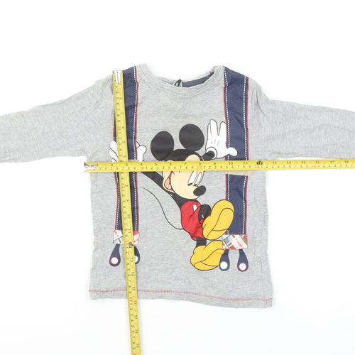 George Disney Girls Grey Mickey Mouse Long Sleeve Pyjama Top 4-5 Years