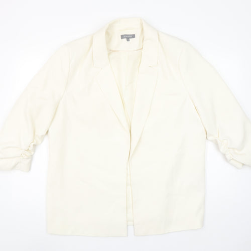 Principles Women Ivory Size 16 Long Sleeve Single-Breasted Blazer