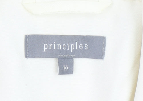 Principles Women Ivory Size 16 Long Sleeve Single-Breasted Blazer