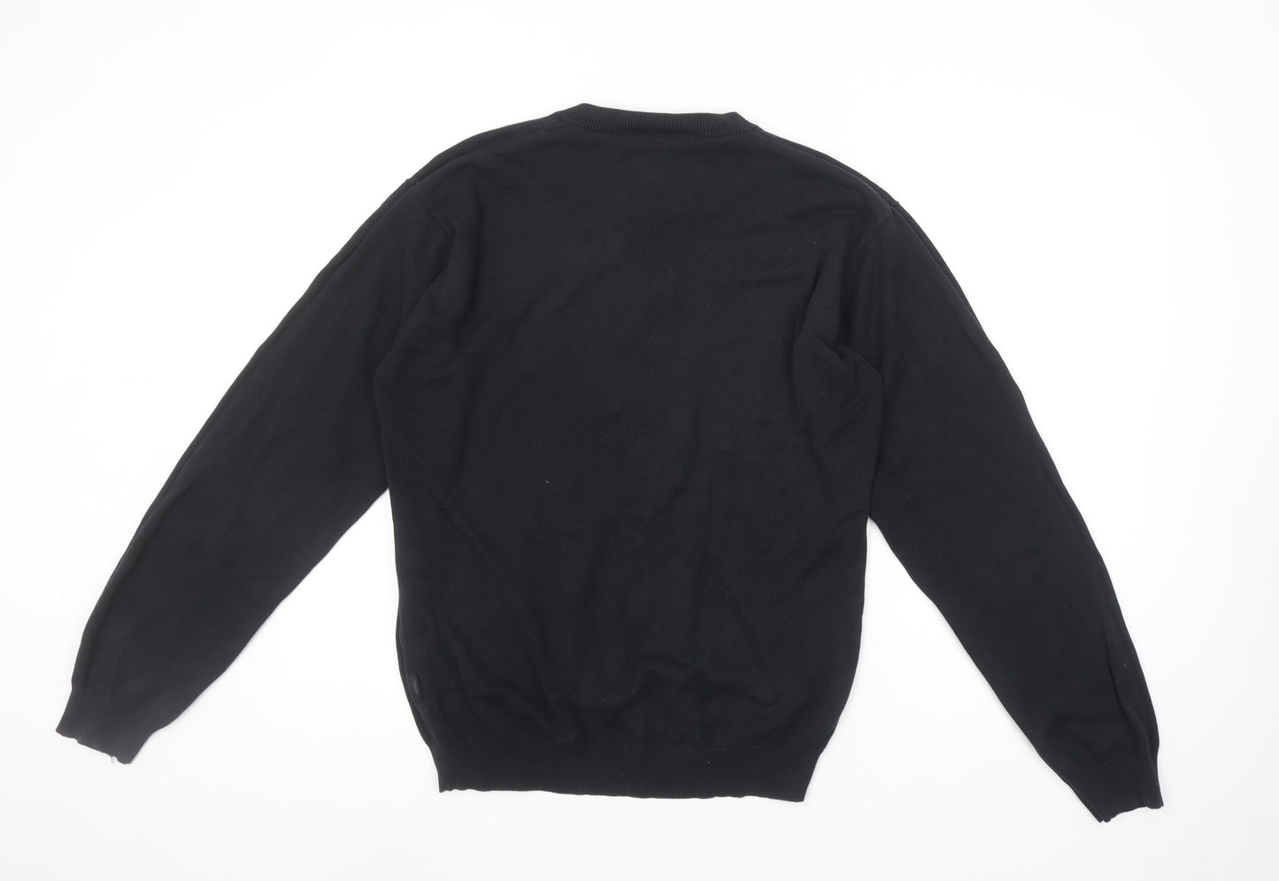 4YOU Men's Black Cotton V-Neck Jumper Size M