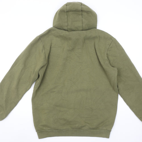 Adidas Men's Green Pullover Hoodie M Regular Fit Fleece Logo Sweatshirt