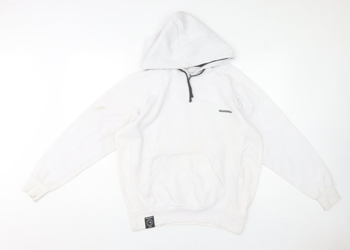 Diadora Men's White Small Pullover Hoodie with Logo - Very Good