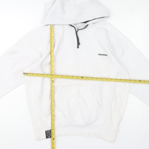 Diadora Men's White Small Pullover Hoodie with Logo - Very Good