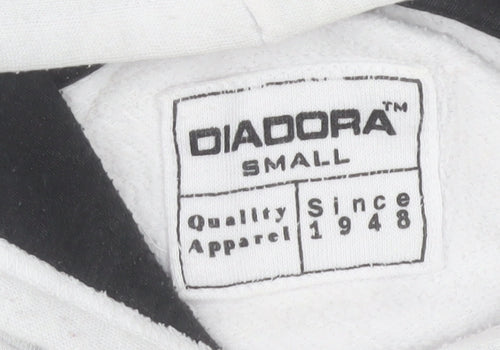 Diadora Men's White Small Pullover Hoodie with Logo - Very Good
