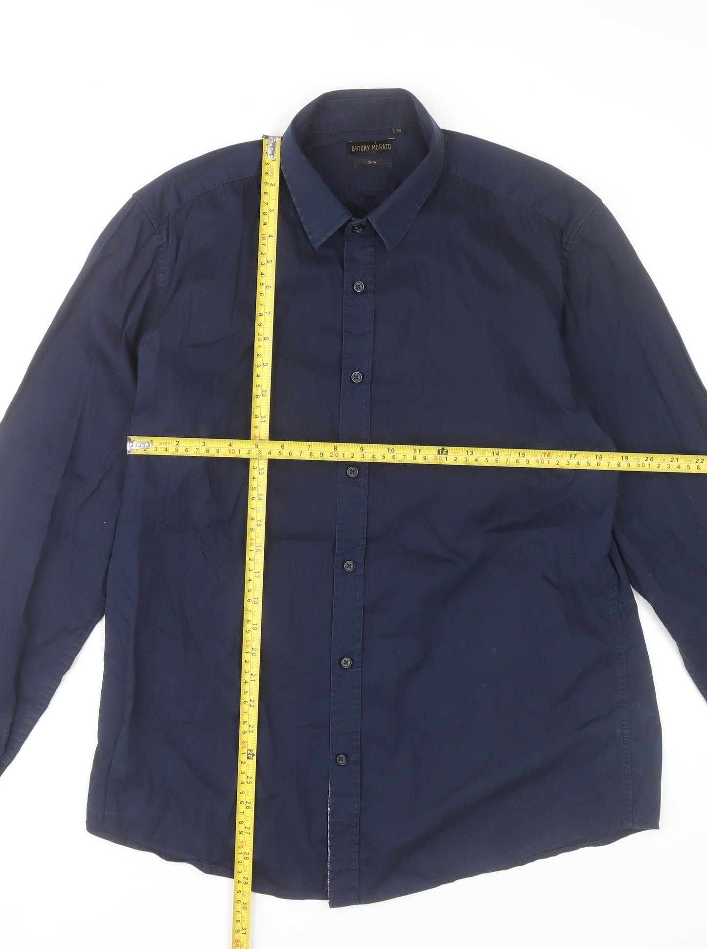 Antony Morato Men's Navy Slim Fit Formal Dress Shirt XXL 54