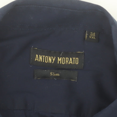 Antony Morato Men's Navy Slim Fit Formal Dress Shirt XXL 54