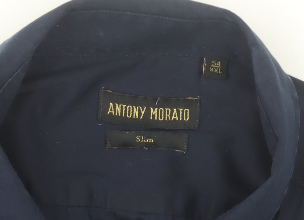 Antony Morato Men's Navy Slim Fit Formal Dress Shirt XXL 54