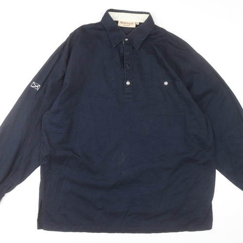 Heritage Scotland Men’s Blue Cotton Long Sleeve Button-Up Shirt XL