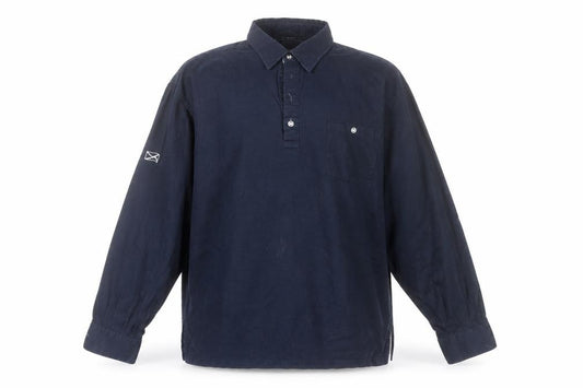 Front view of Heritage Scotland Men’s Blue Cotton Long Sleeve Button-Up Shirt XL