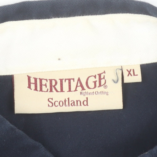 Heritage Scotland Men’s Blue Cotton Long Sleeve Button-Up Shirt XL