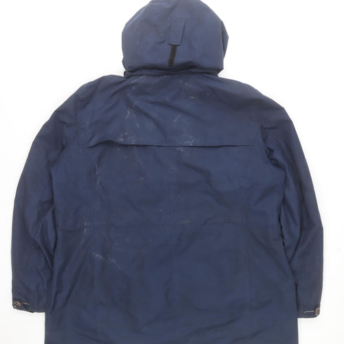 Polarino Men Blue Waterproof Hooded Parka Jacket L 42in