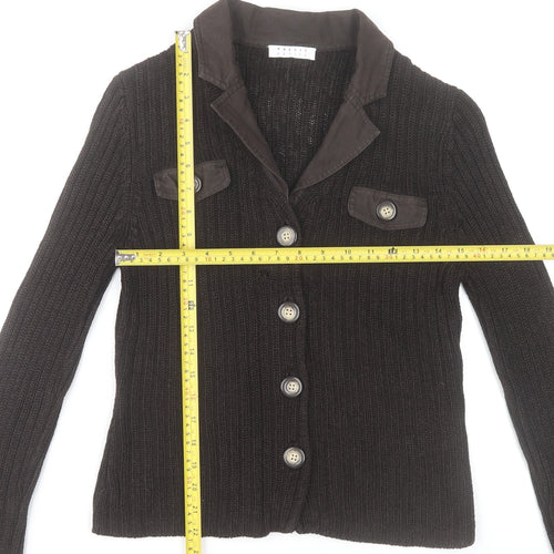 Precis Petite Brown Knit Button Cardigan Women’s Small Collared Wool Blend