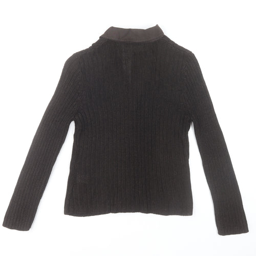 Precis Petite Brown Knit Button Cardigan Women’s Small Collared Wool Blend