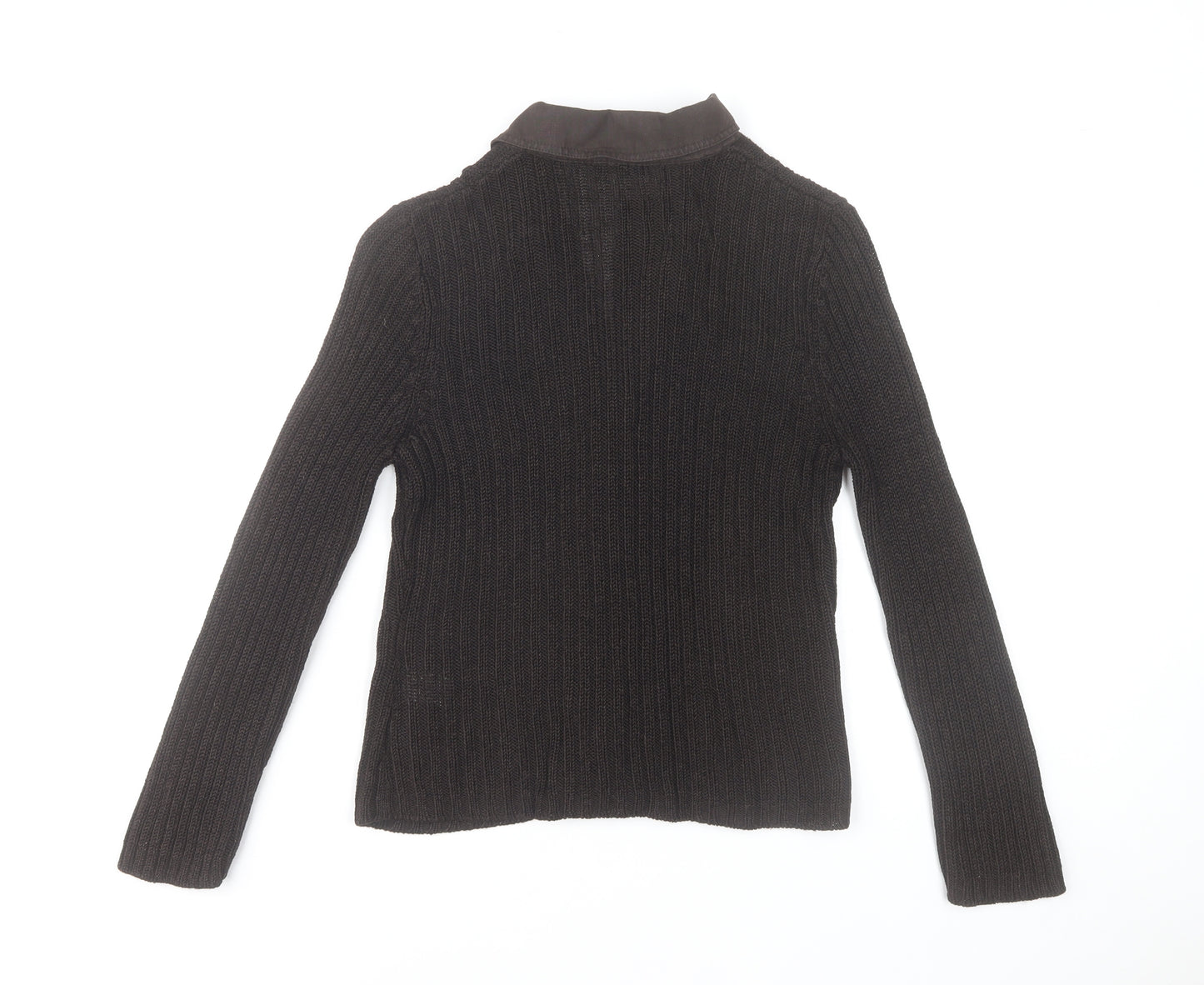 Precis Petite Brown Knit Button Cardigan Women’s Small Collared Wool Blend