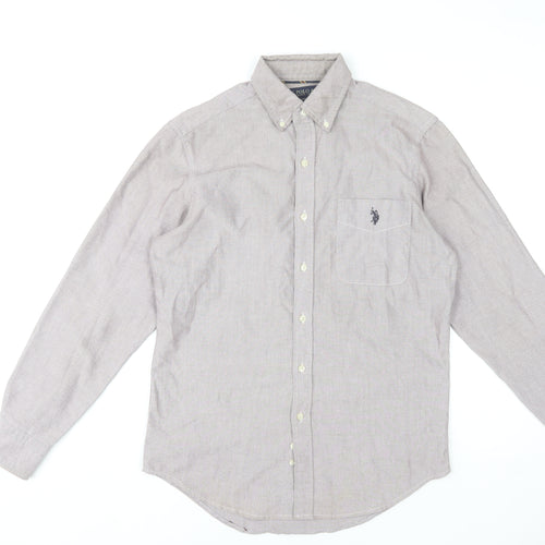 U.S. Polo Assn. Men's Beige Classic Fit Long Sleeve Dress Shirt S