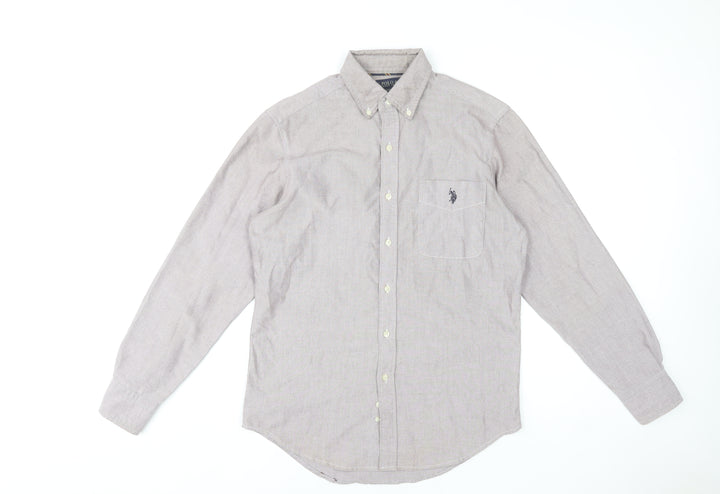 U.S. Polo Assn. Men's Beige Classic Fit Long Sleeve Dress Shirt S
