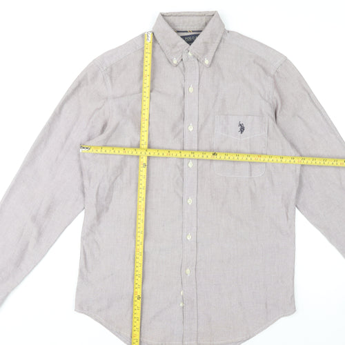 U.S. Polo Assn. Men's Beige Classic Fit Long Sleeve Dress Shirt S