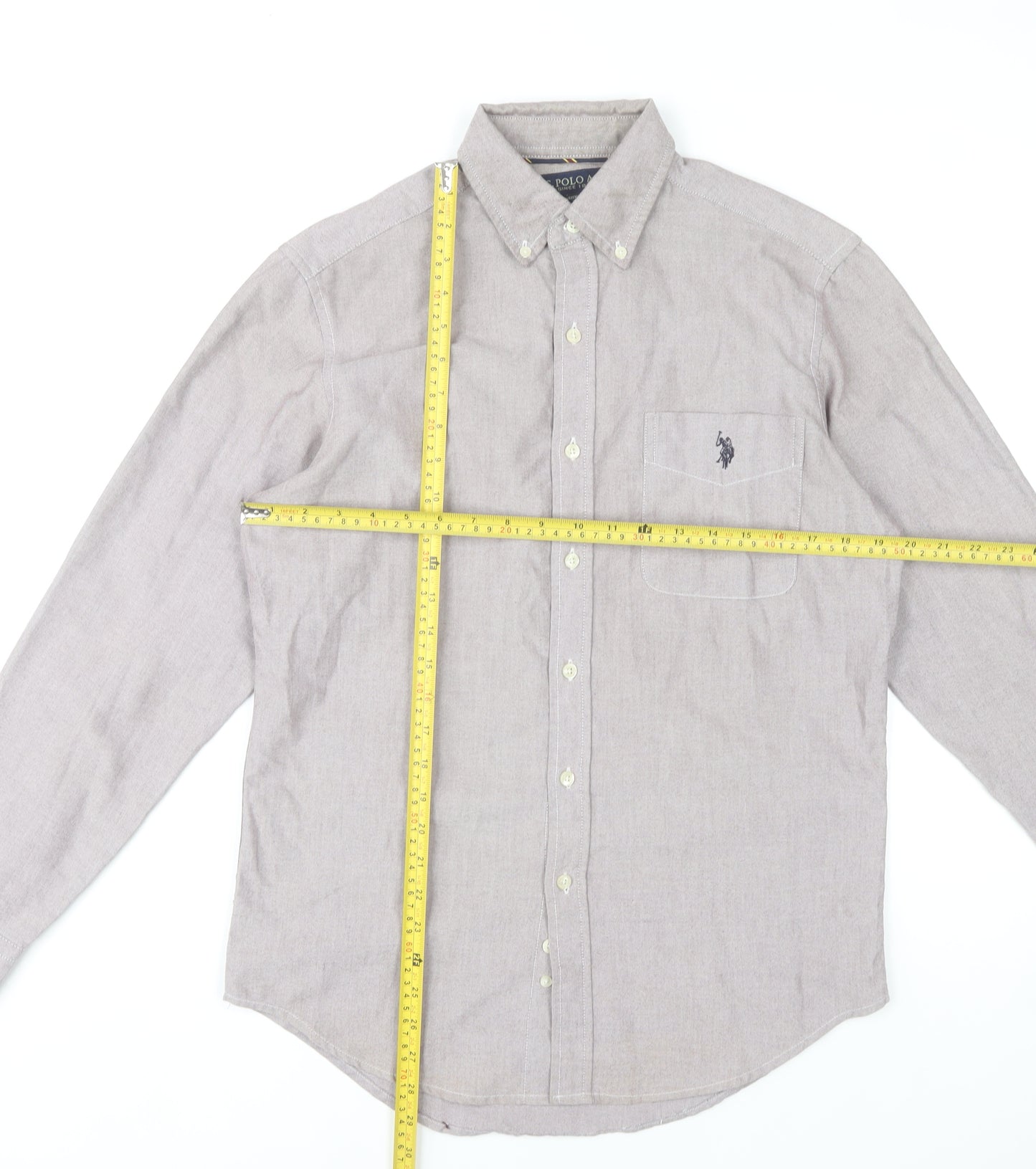 U.S. Polo Assn. Men's Beige Classic Fit Long Sleeve Dress Shirt S