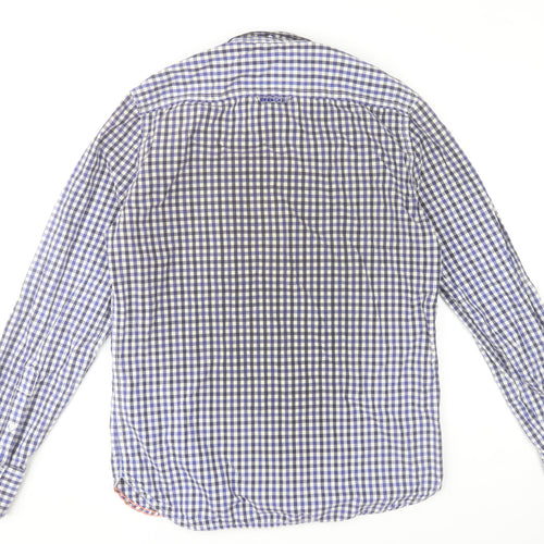 Superdry Men's Blue Check Long Sleeve Cotton Button-Up Shirt Size L