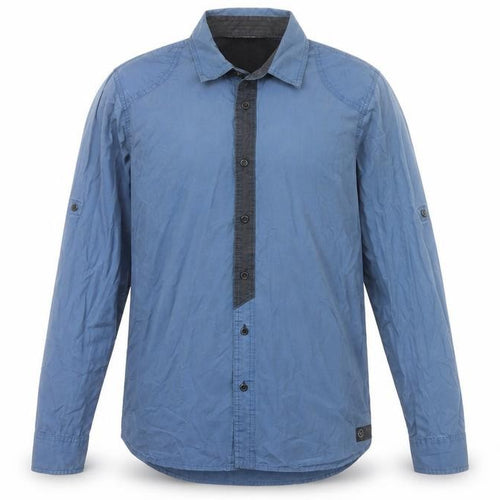 Kuyichi Men's Blue Cotton Long Sleeve Button-Up Shirt L
