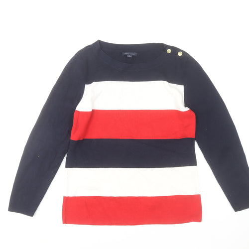 Tommy Hilfiger Women's Multicoloured XL Cotton Striped Boat Neck Jumper