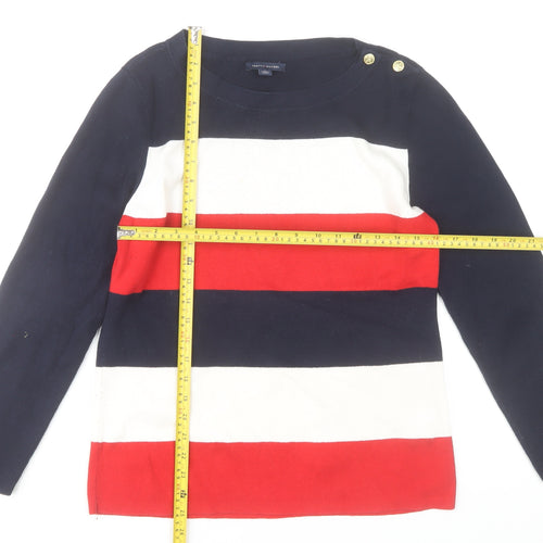 Tommy Hilfiger Women's Multicoloured XL Cotton Striped Boat Neck Jumper