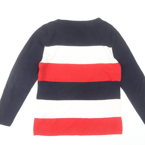 Tommy Hilfiger Women's Multicoloured XL Cotton Striped Boat Neck Jumper