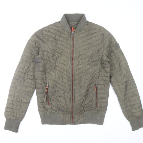 Superdry Men's Green Nylon Quilted Bomber Jacket Size S