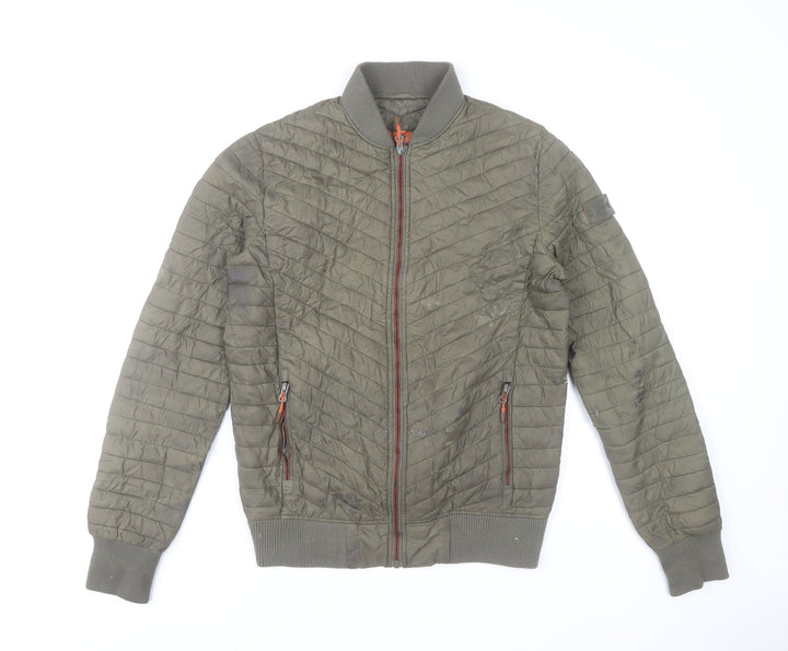 Superdry Men's Green Nylon Quilted Bomber Jacket Size S